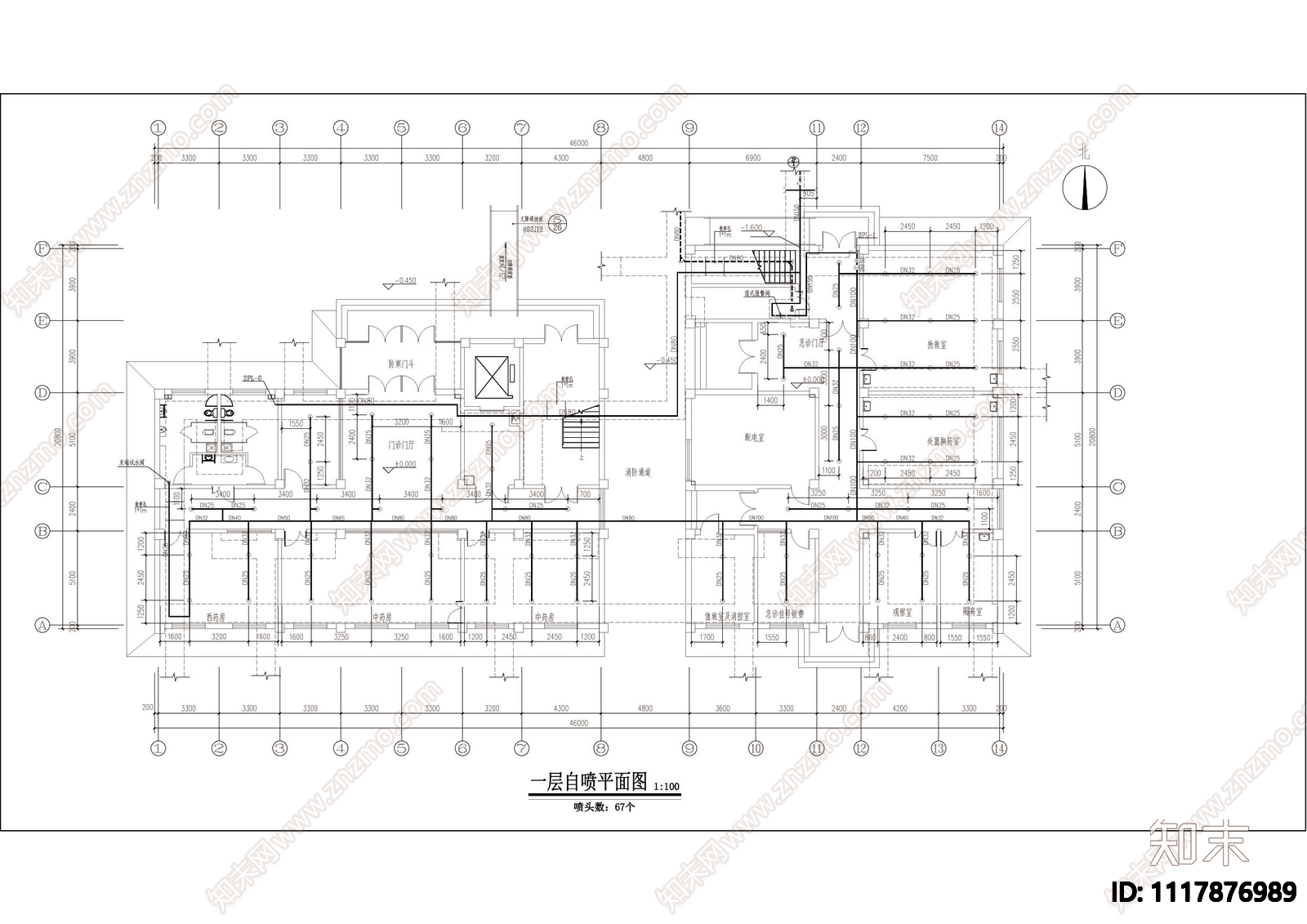 某医院综合楼给排水施工设计图施工图cad施工图下载【ID:1117876989】