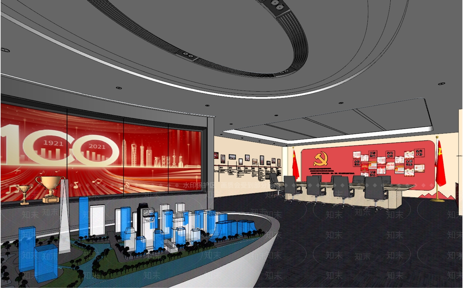 现代党建展厅SU模型下载【ID:1117894368】