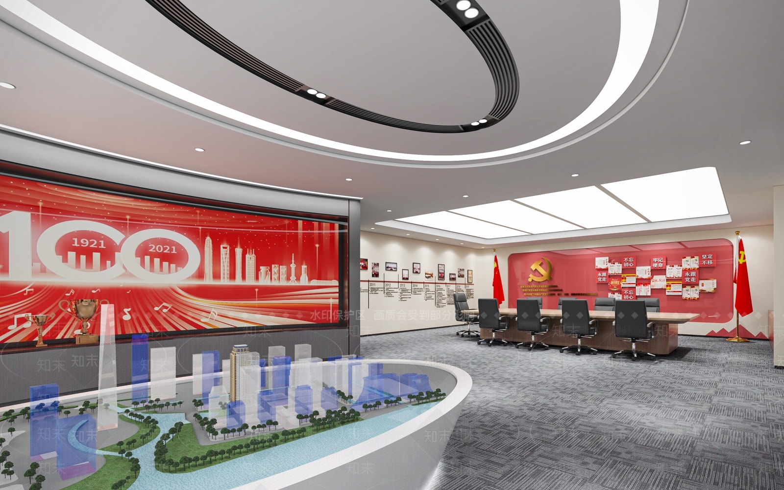 现代党建展厅SU模型下载【ID:1117894368】