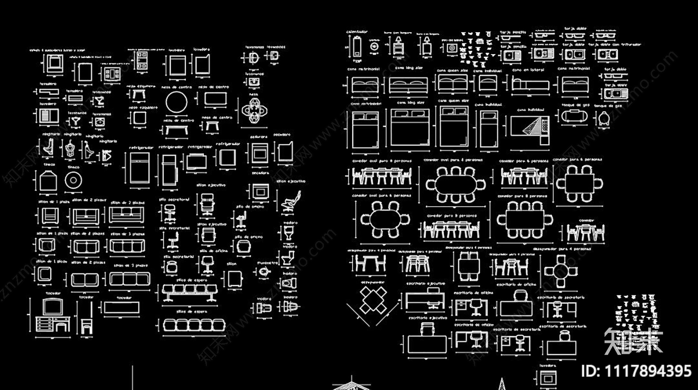 室内家具CAD图库施工图施工图下载【ID:1117894395】