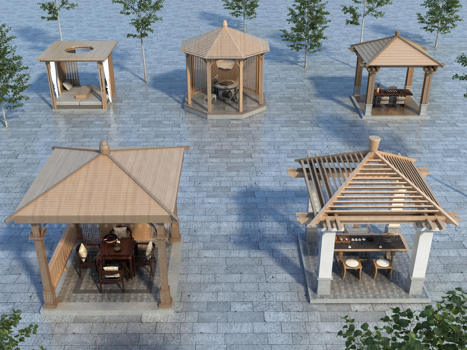新中式四角亭3D模型下载【ID:1117895850】