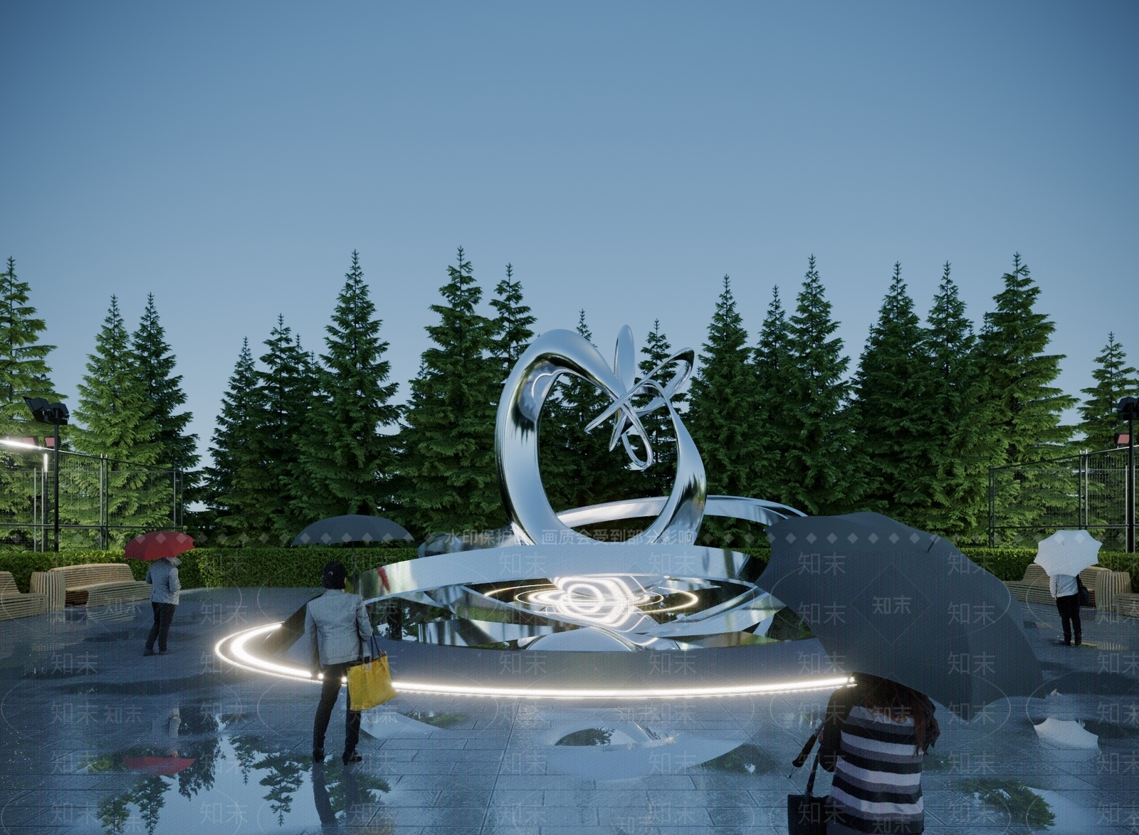 现代广场异形雕塑小品3D模型下载【ID:1117897534】