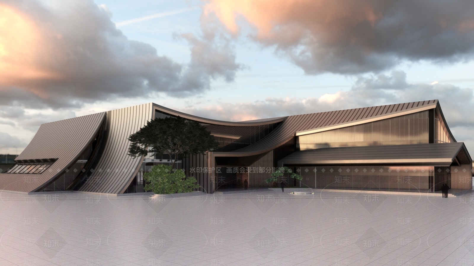 现代展览馆建筑SU模型精品下载_SketchUp模型_知末网