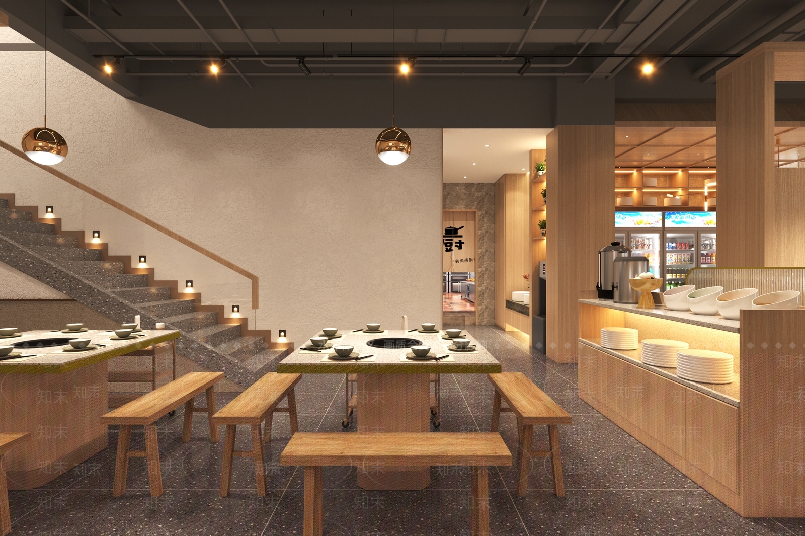 工业风火锅店3D模型下载【ID:1117906681】
