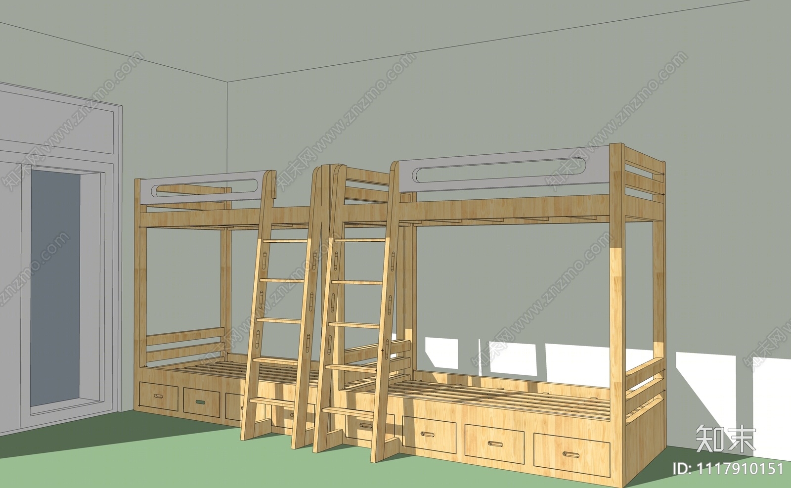 现代宿舍床SU模型下载【ID:1117910151】