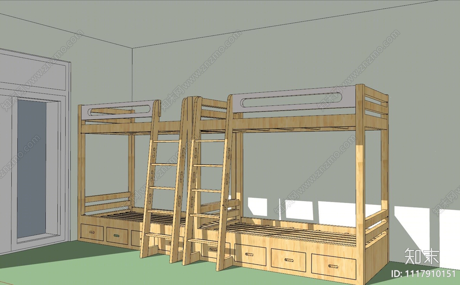 现代宿舍床SU模型下载【ID:1117910151】