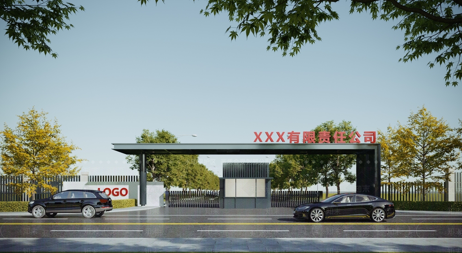 现代入口大门3D模型下载【ID:1117919966】