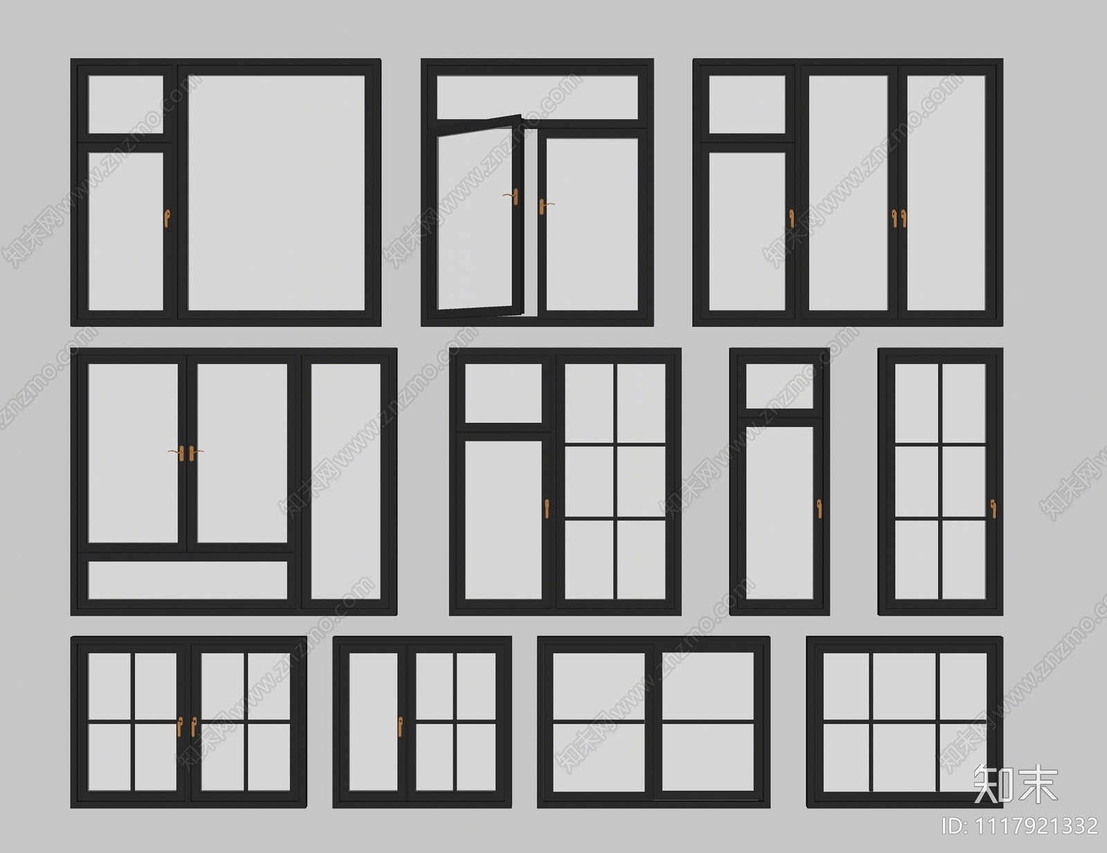 现代窗户组合SU模型下载【ID:1117921332】