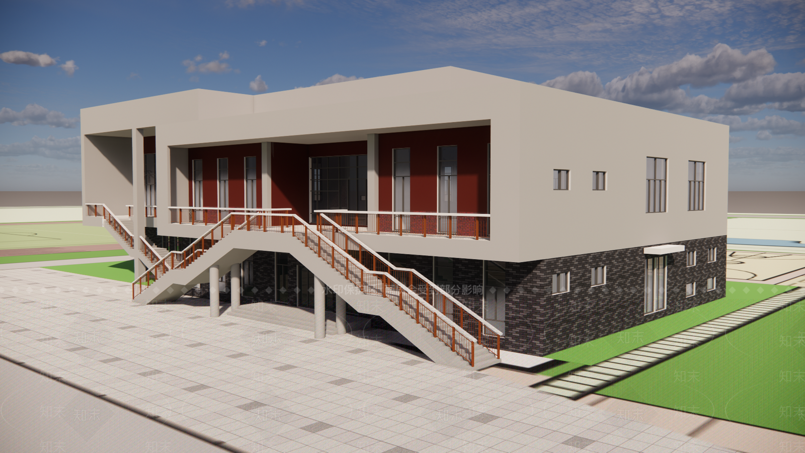 现代学校食堂SU模型下载【ID:1117927038】