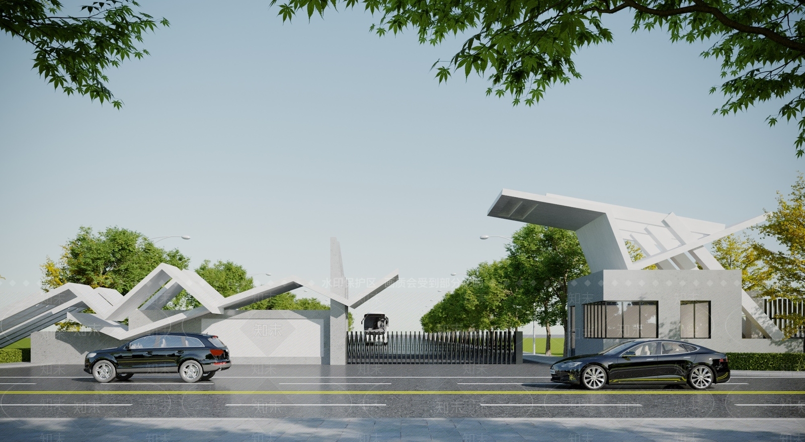 现代厂区大门3D模型下载【ID:1117927821】