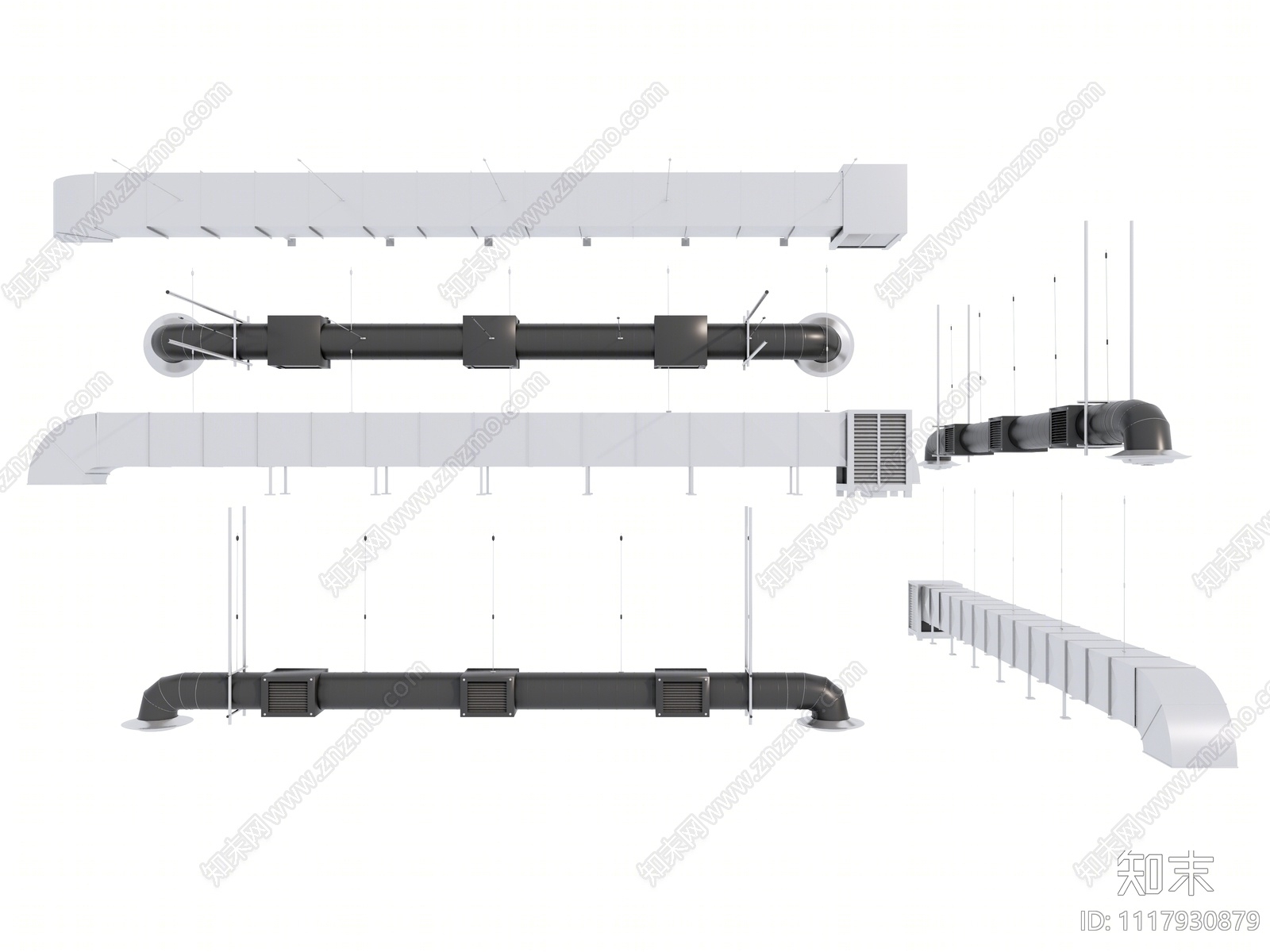 现代排风管道SU模型下载【ID:1117930879】