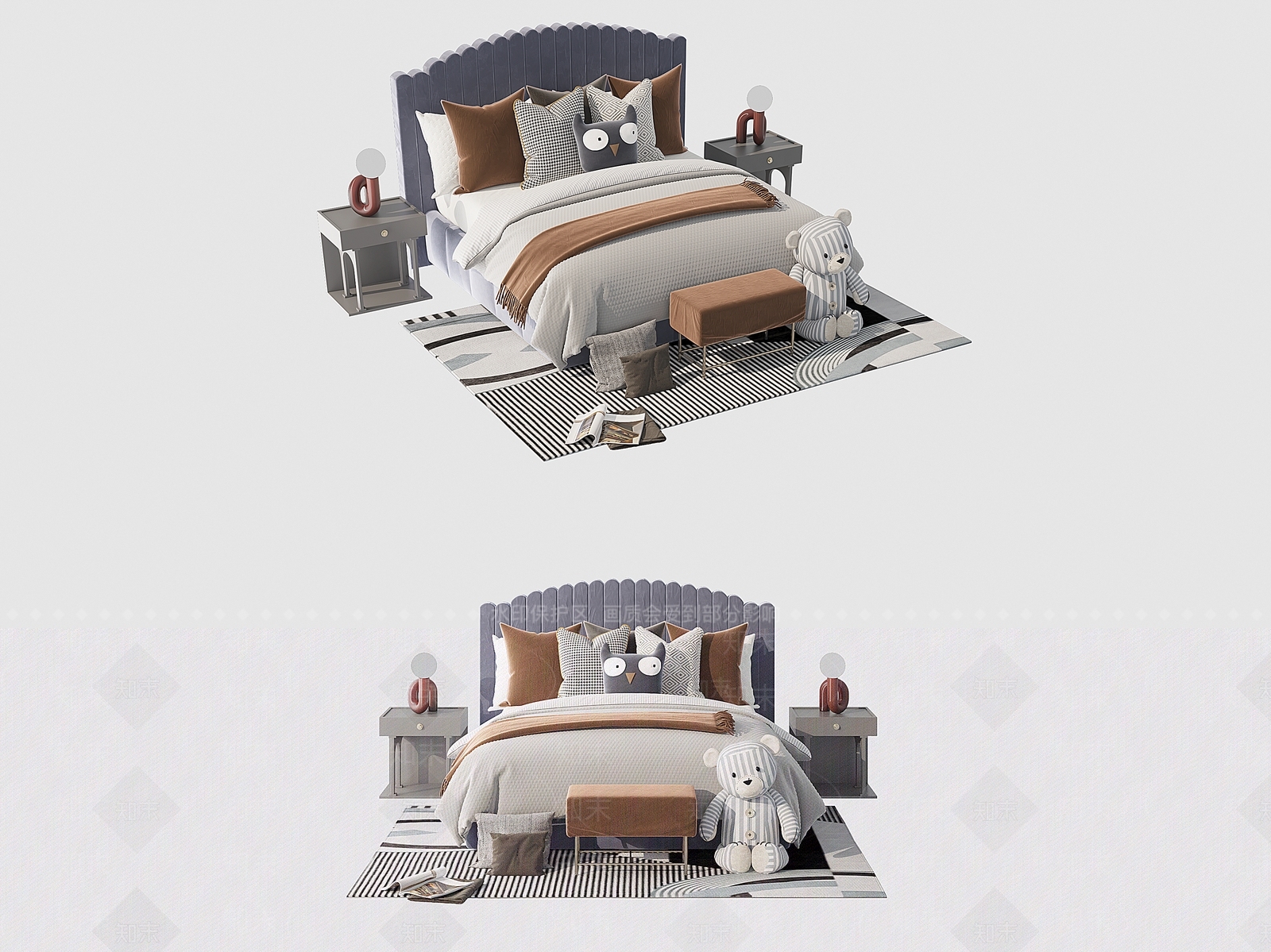 现代儿童床3D模型下载【ID:1117932070】