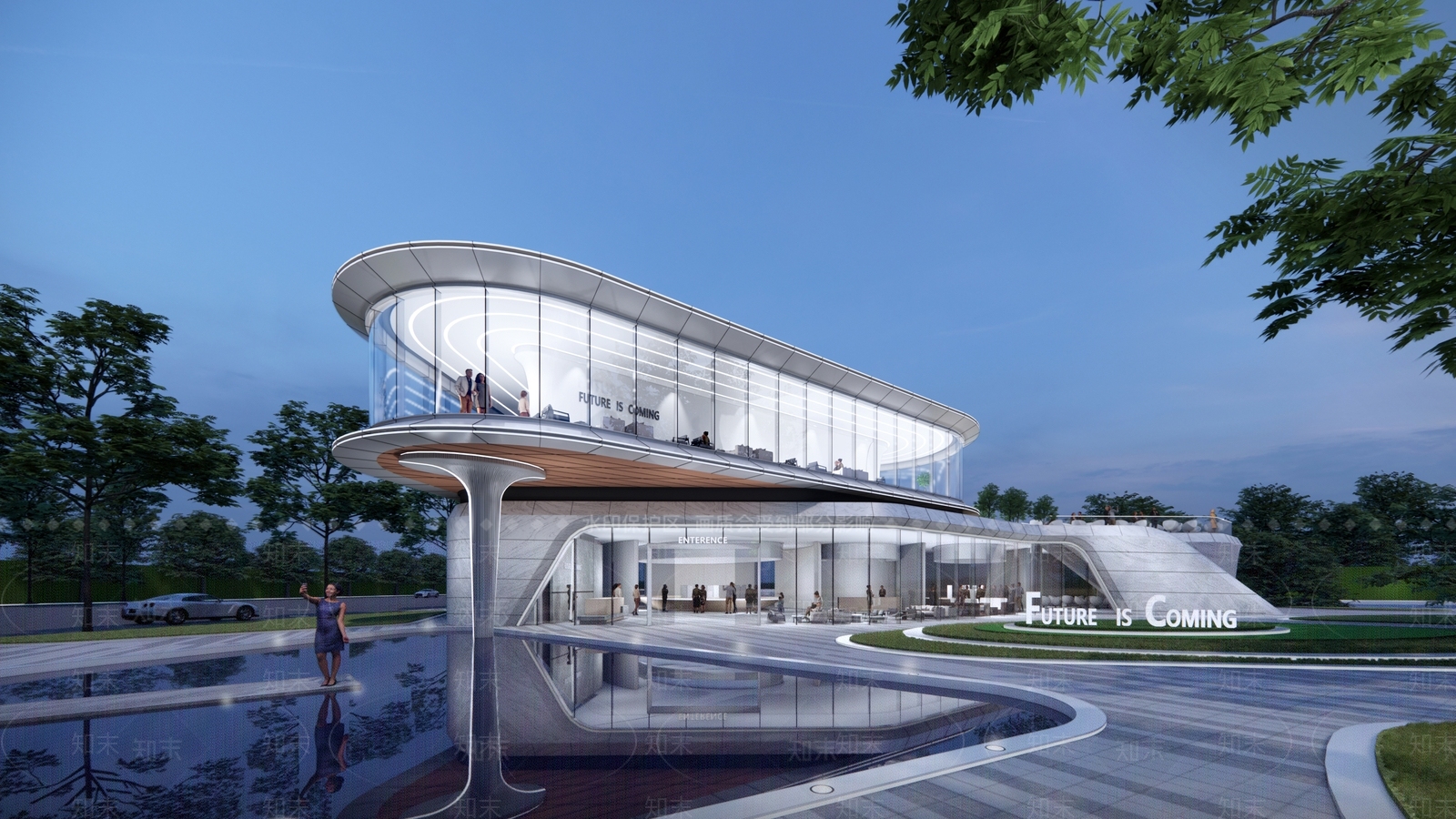 现代售楼处建筑SU模型精品下载_SketchUp模型_知末网