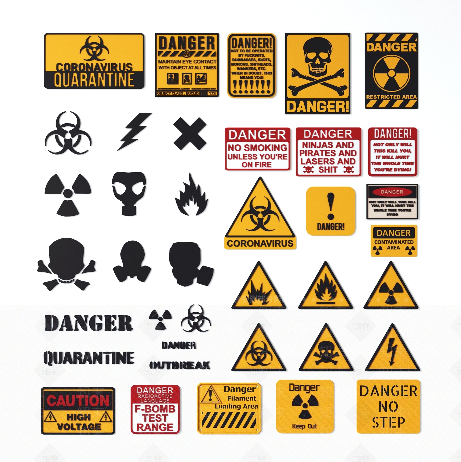 现代危险警告牌3D模型下载【ID:1117941528】
