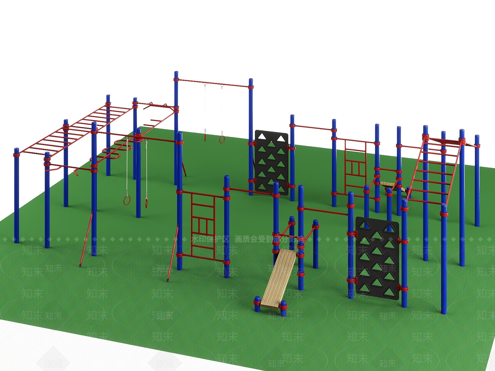 户外健身器材3D模型下载【ID:1117949477】