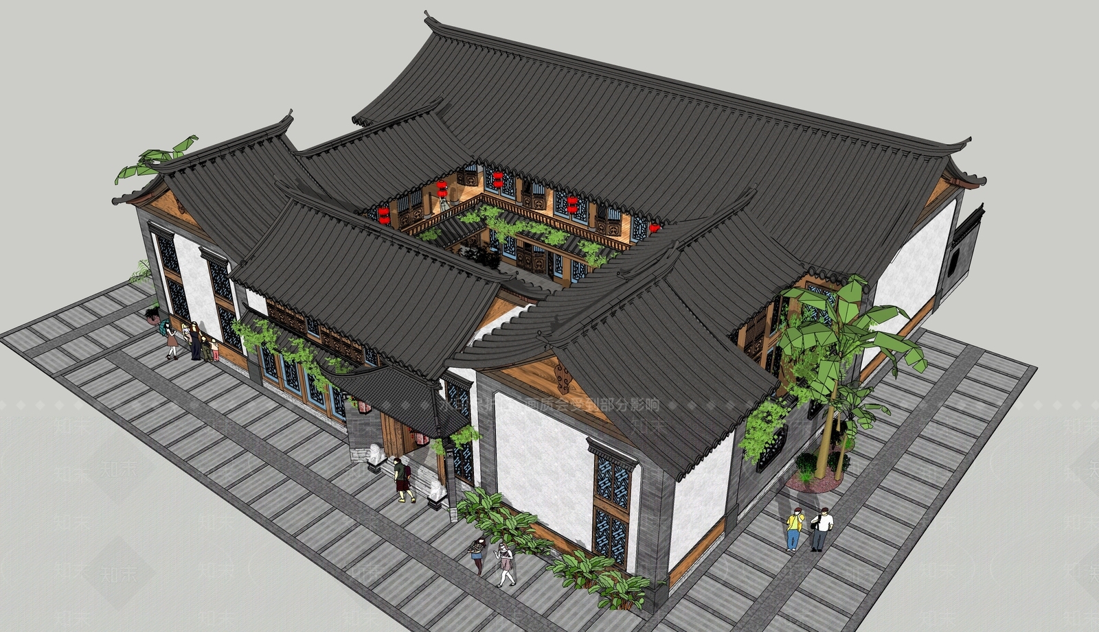 中式四合院SU模型下载【ID:1117951813】