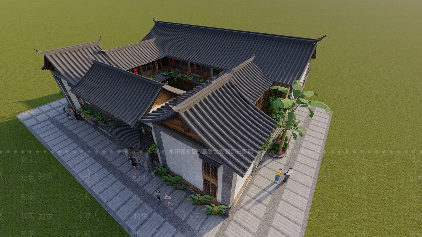 中式四合院SU模型下载【ID:1117951813】