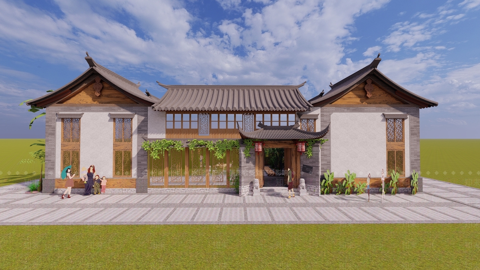 中式四合院SU模型下载【ID:1117951813】