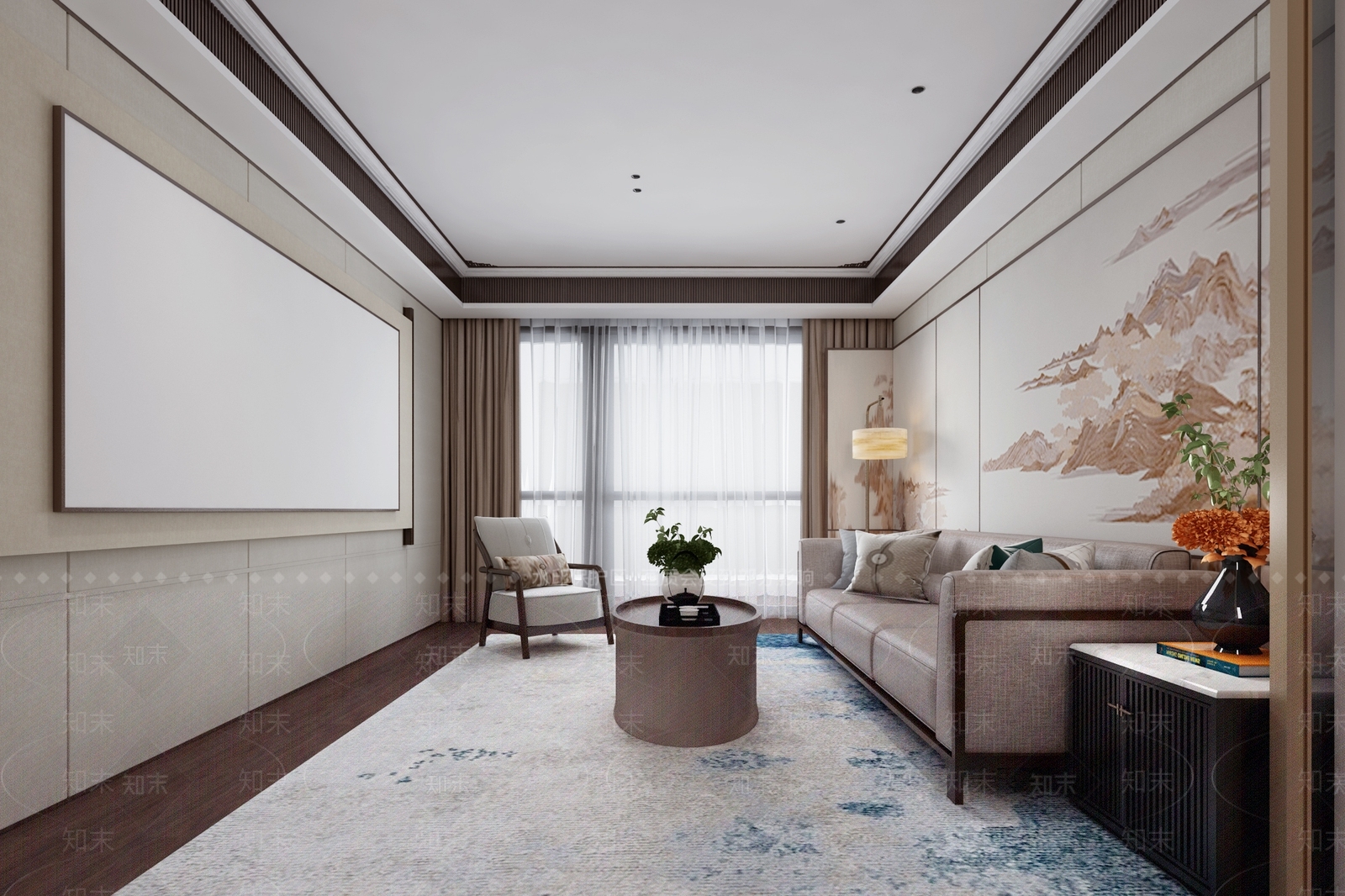 新中式影音室3D模型下载【ID:1117961681】