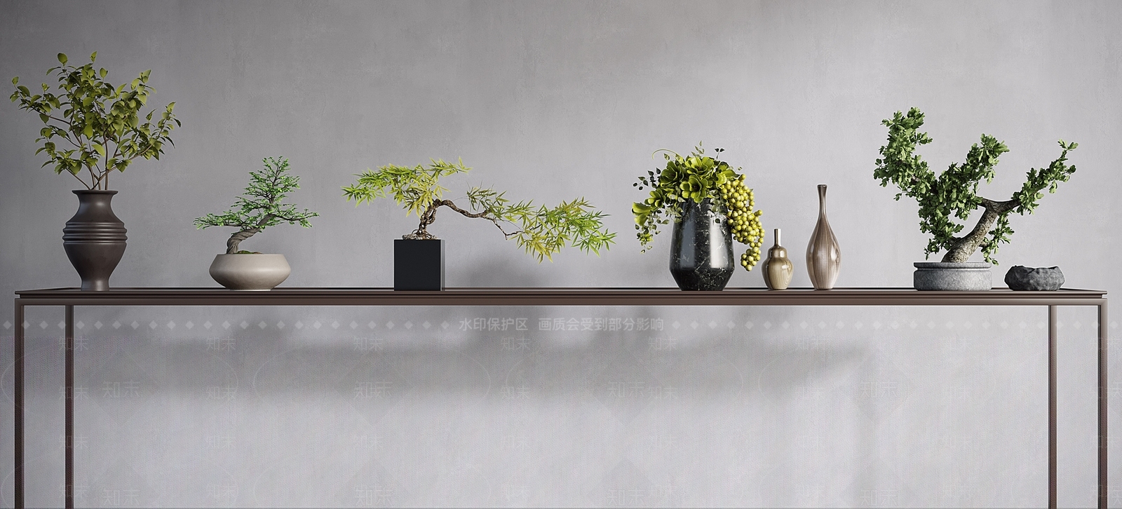 迎客松盆栽端景组合3D模型下载【ID:1117964987】