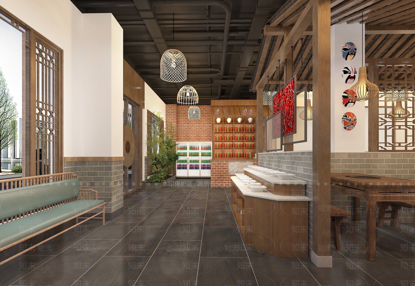 中式火锅店3D模型下载【ID:1117966348】