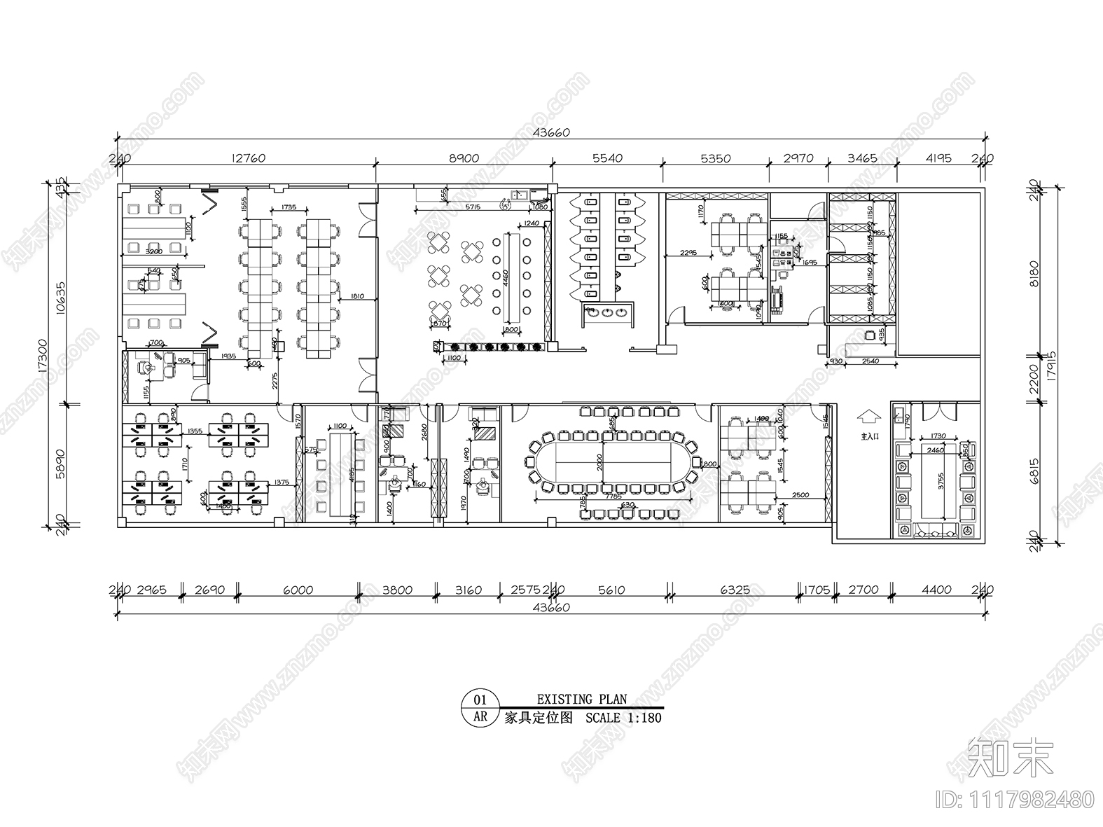 755㎡现代办公室全套CAD全套平面图施工图cad施工图下载【ID:1117982480】