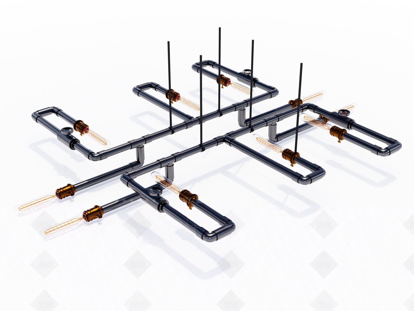 工业管道吊灯SU模型下载【ID:1117981620】