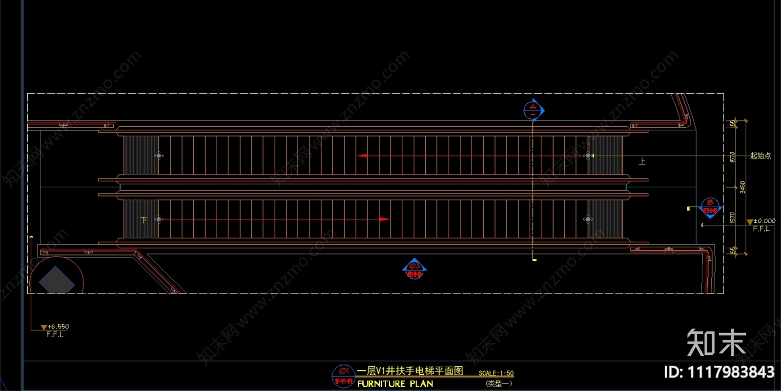扶手电梯楼梯栏杆节点详图施工图施工图下载【ID:1117983843】