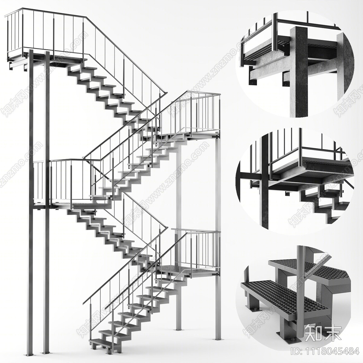 现代扶手楼梯3D模型下载【ID:1118045484】