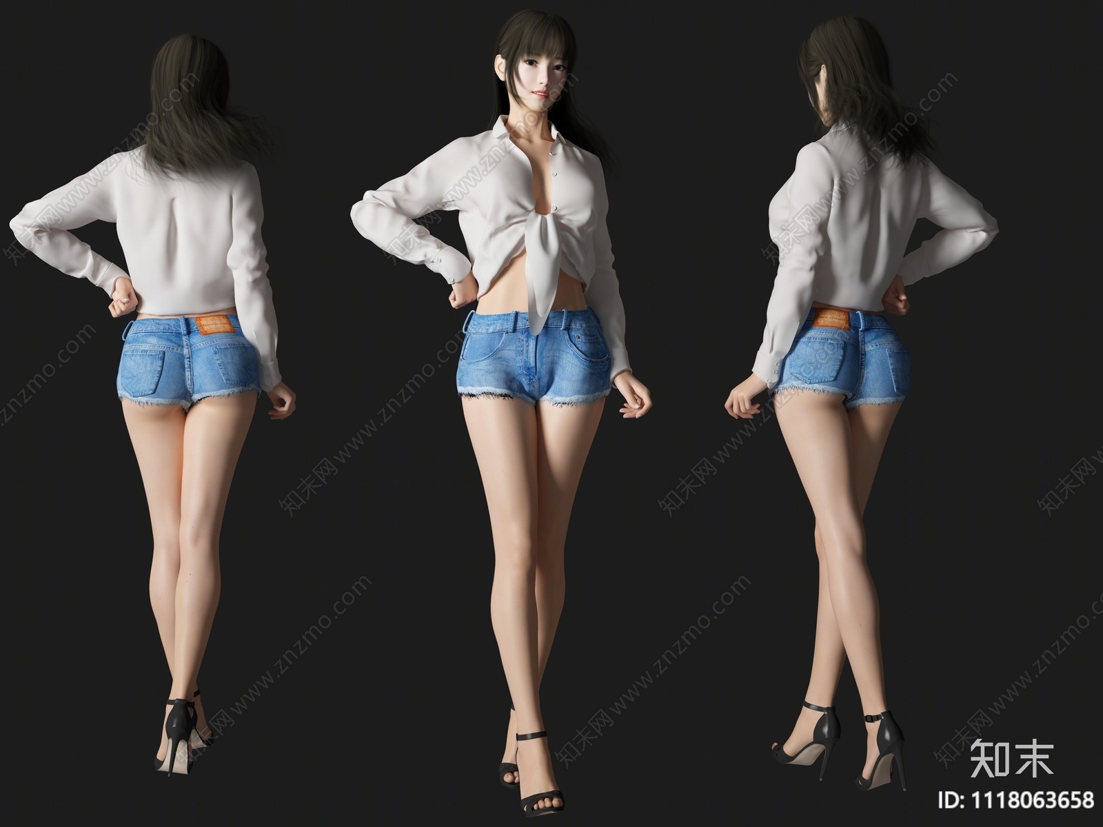 美女人物3D模型下载【ID:1118063658】