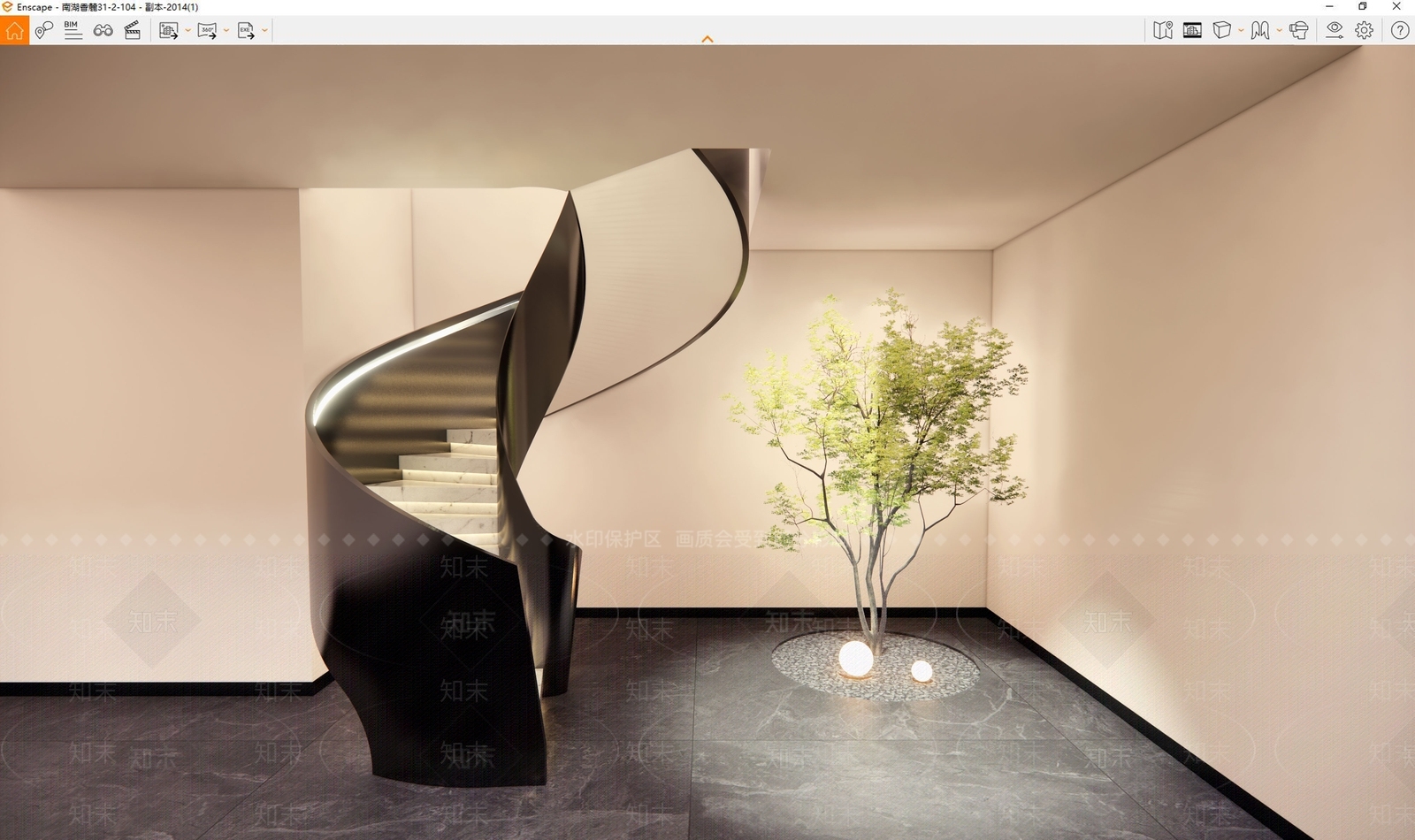 现代楼梯间SU模型下载【ID:1118049351】