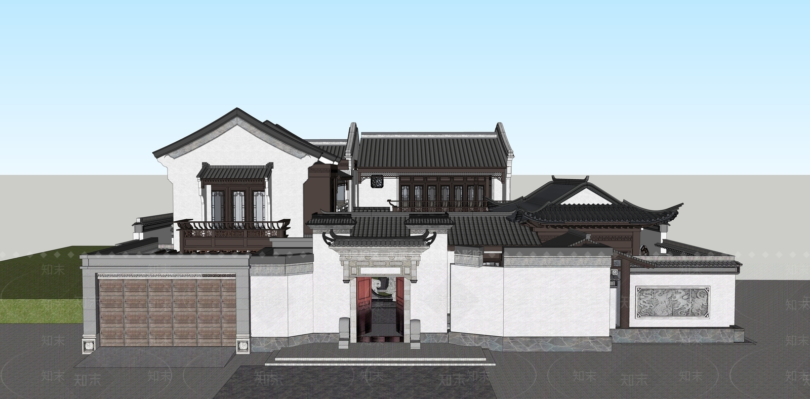 中式四合院SU模型下载【ID:1118050246】