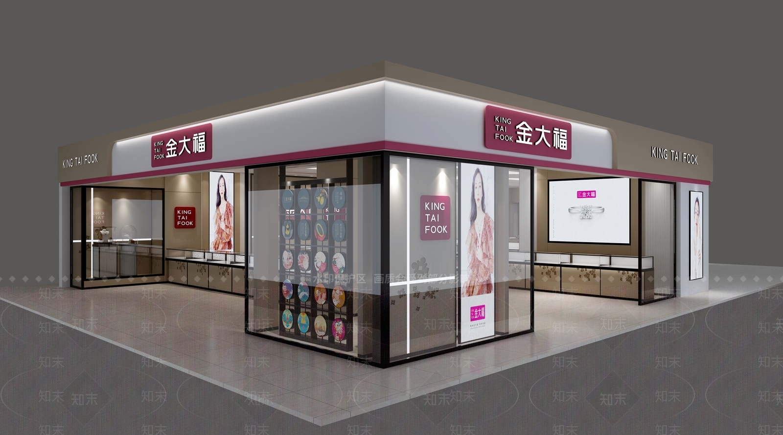 现代商场金大福珠宝店3D模型下载【ID:1118052175】