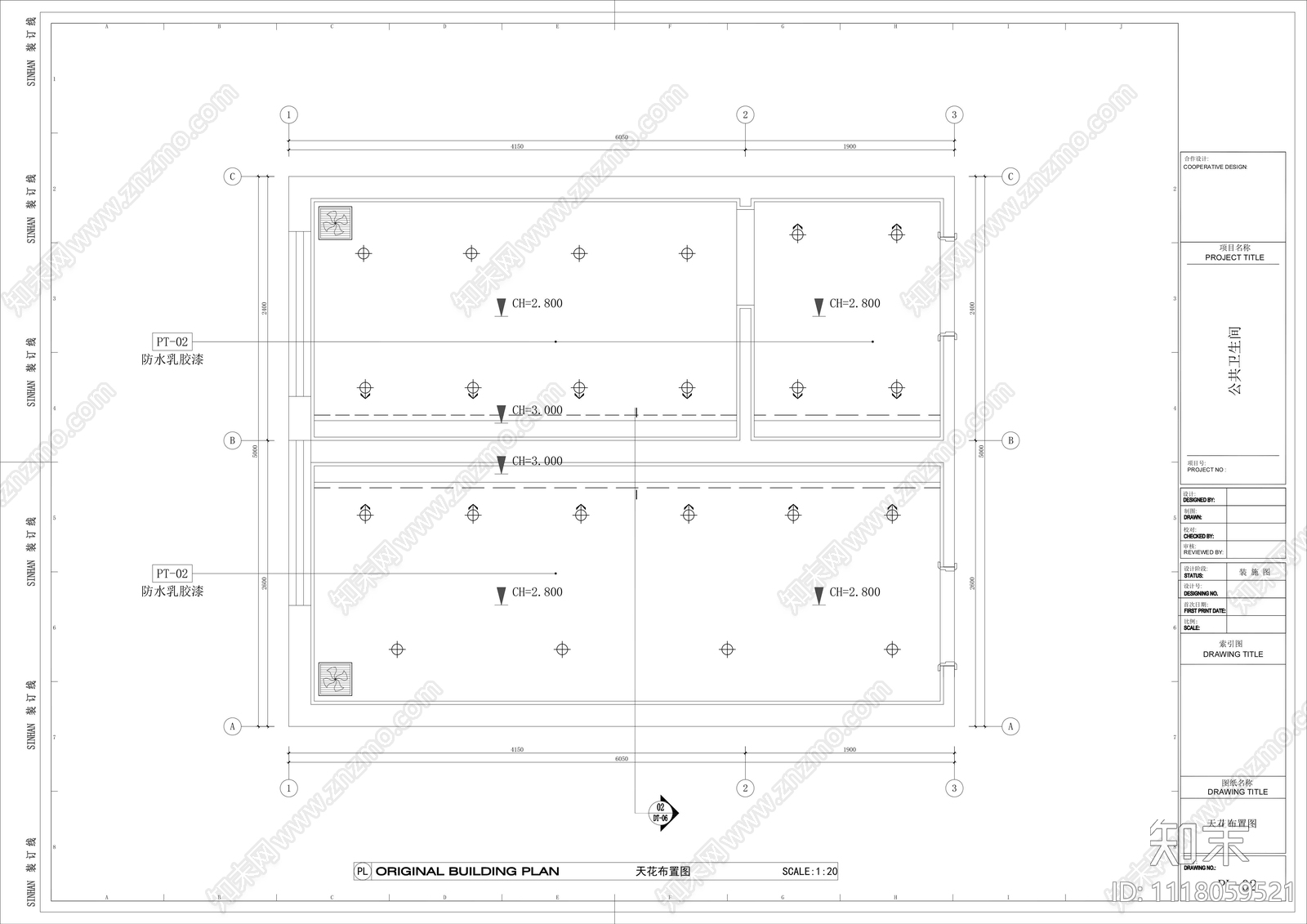 现代风格会所售楼部公共卫生间CAD施工图cad施工图下载【ID:1118059521】