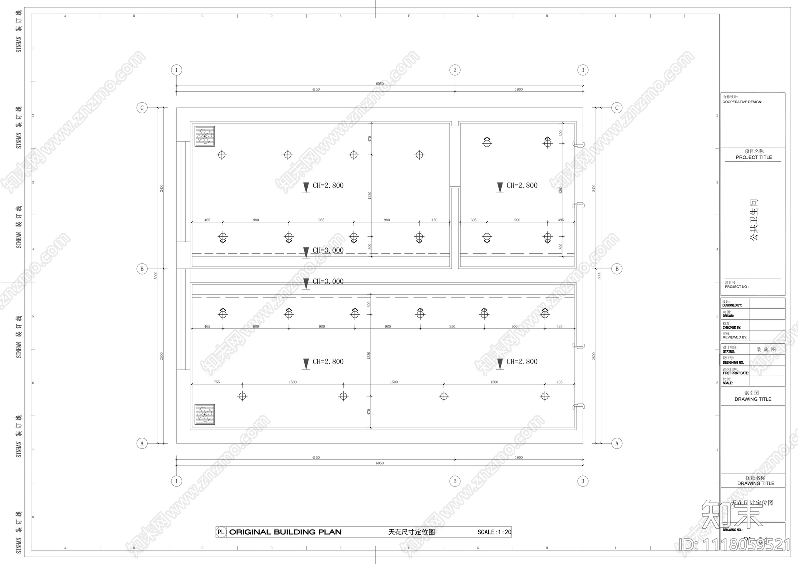 现代风格会所售楼部公共卫生间CAD施工图cad施工图下载【ID:1118059521】