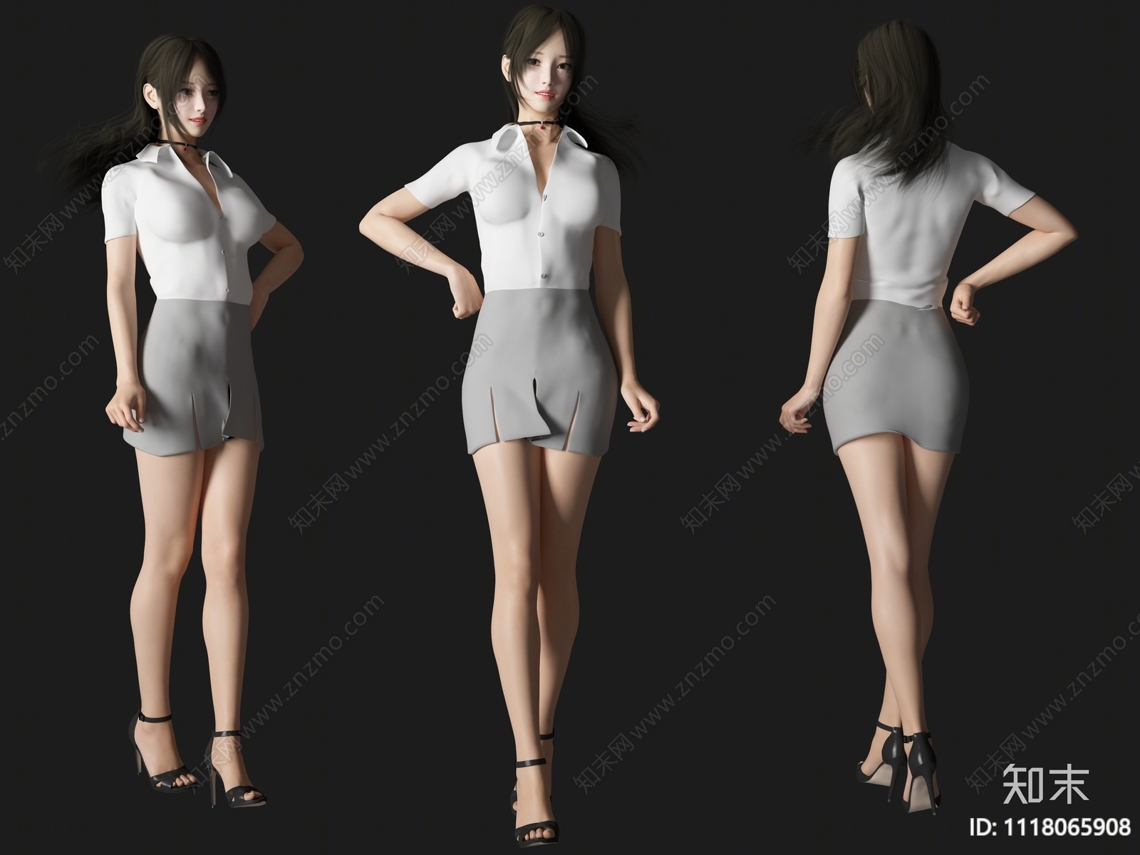 前台美女人物3D模型下载【ID:1118065908】