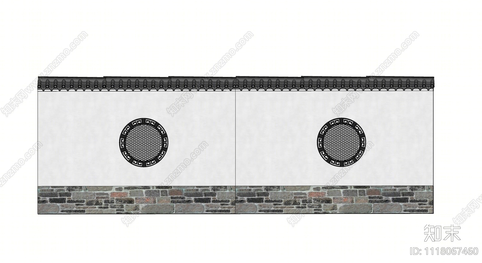 新中式景墙围墙SU模型下载【ID:1118067460】