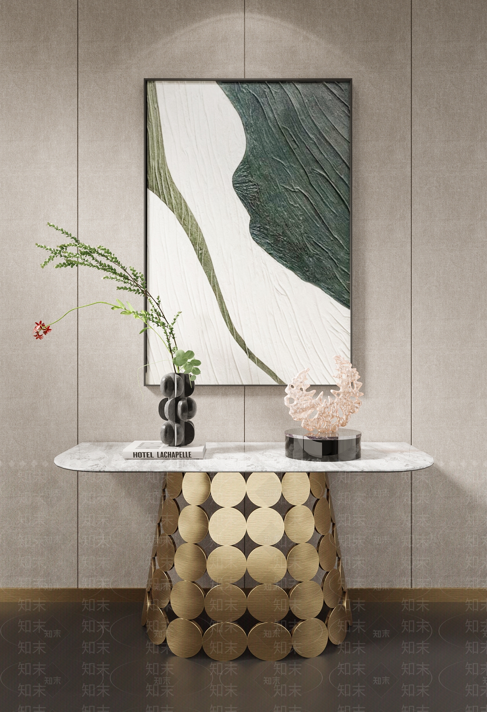 现代端景条案3D模型下载【ID:1118070535】