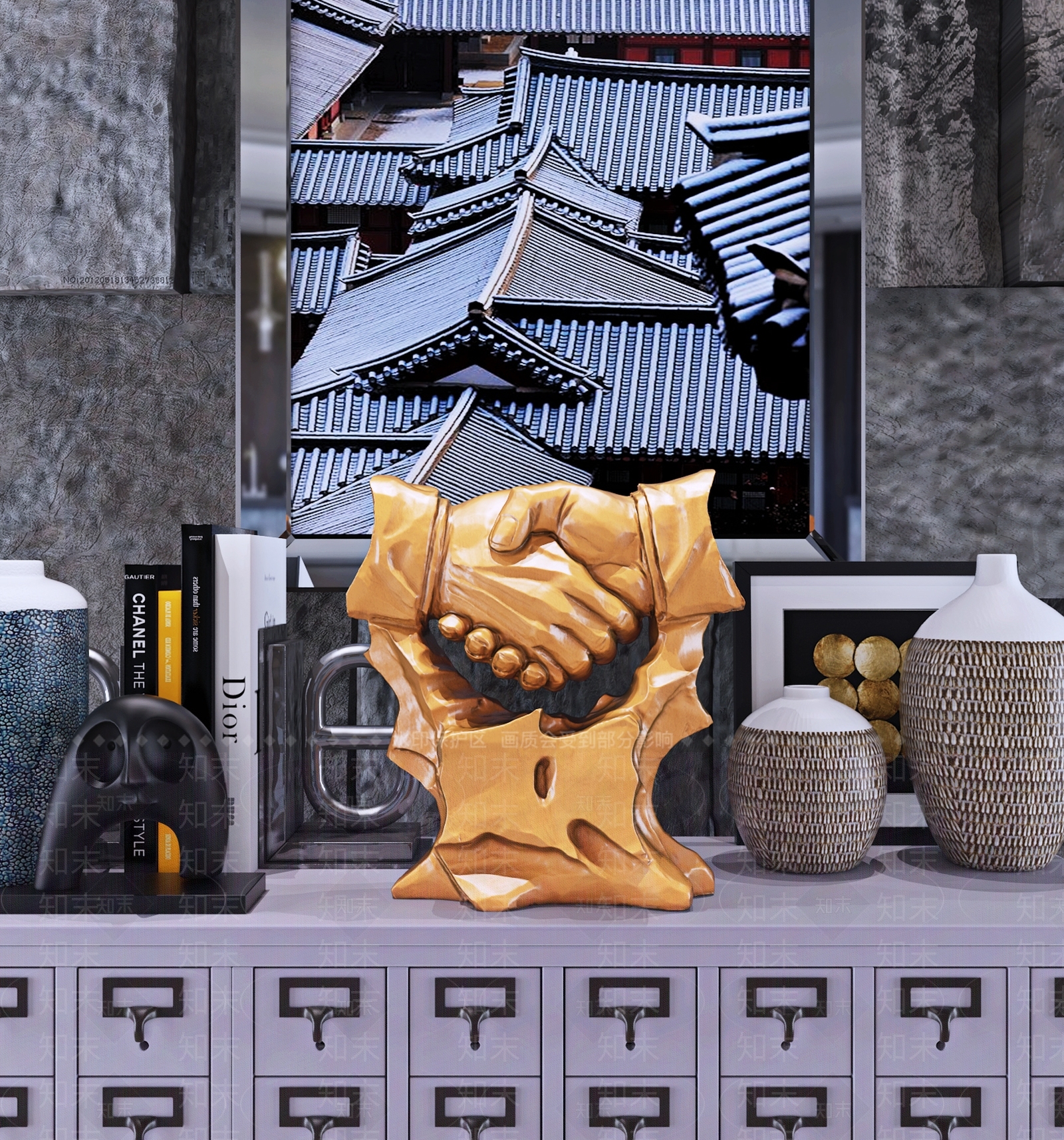 现代握手摆件3D模型下载【ID:1118075199】