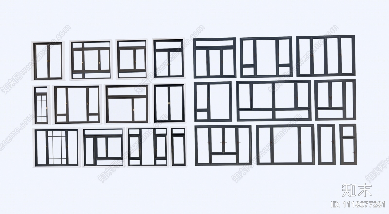 现代窗户组合SU模型下载【ID:1118077281】