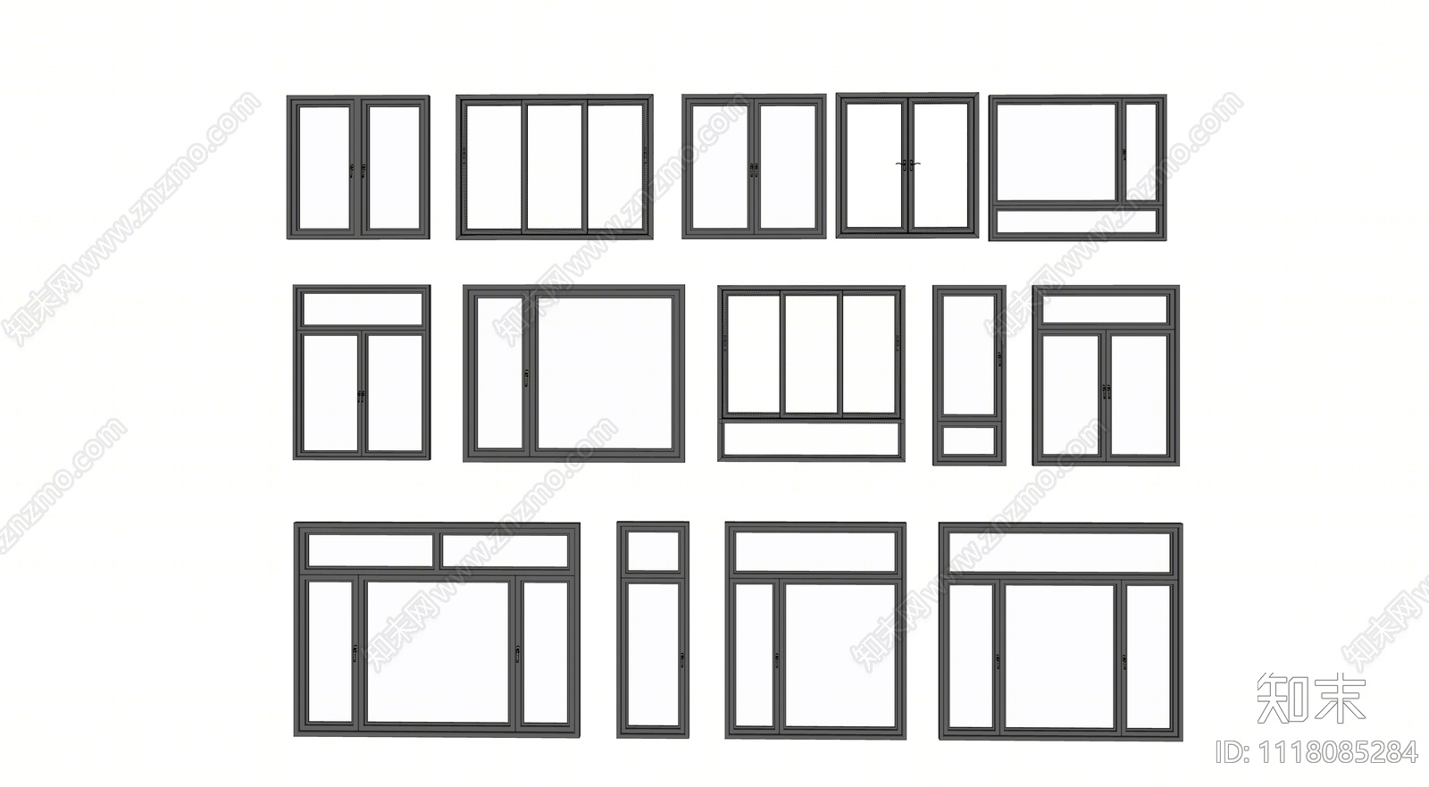 现代窗户组合SU模型下载【ID:1118085284】