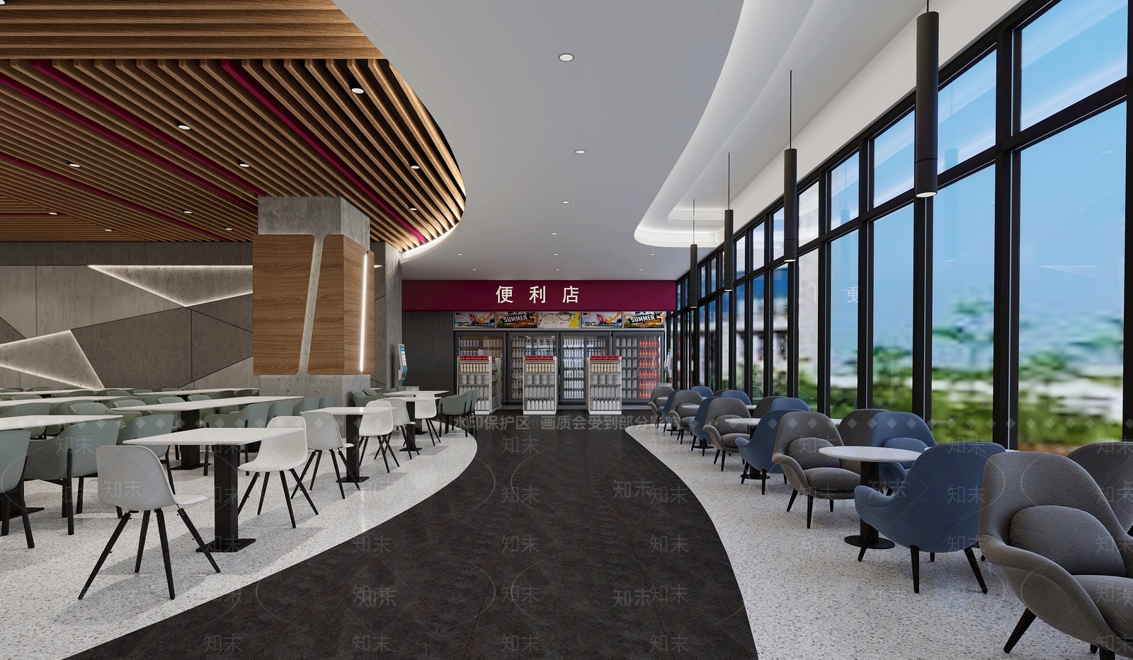 现代大学食堂3D模型下载【ID:1118087516】