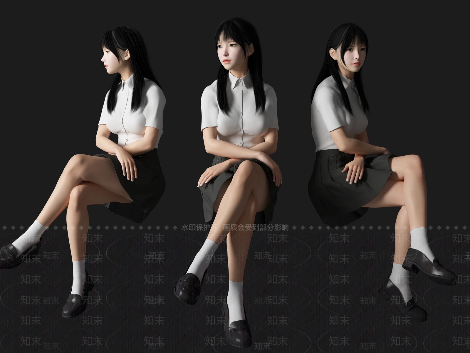 坐姿美女人物SU模型下载【ID:1118103956】