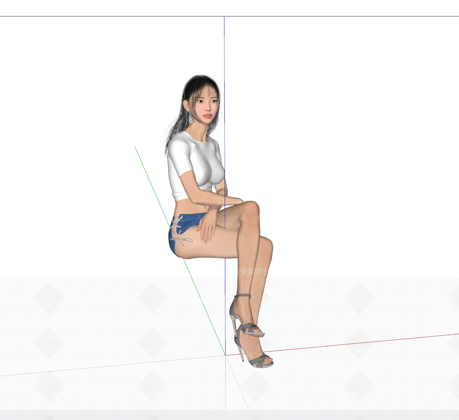 坐姿美女人物SU模型下载【ID:1118104402】