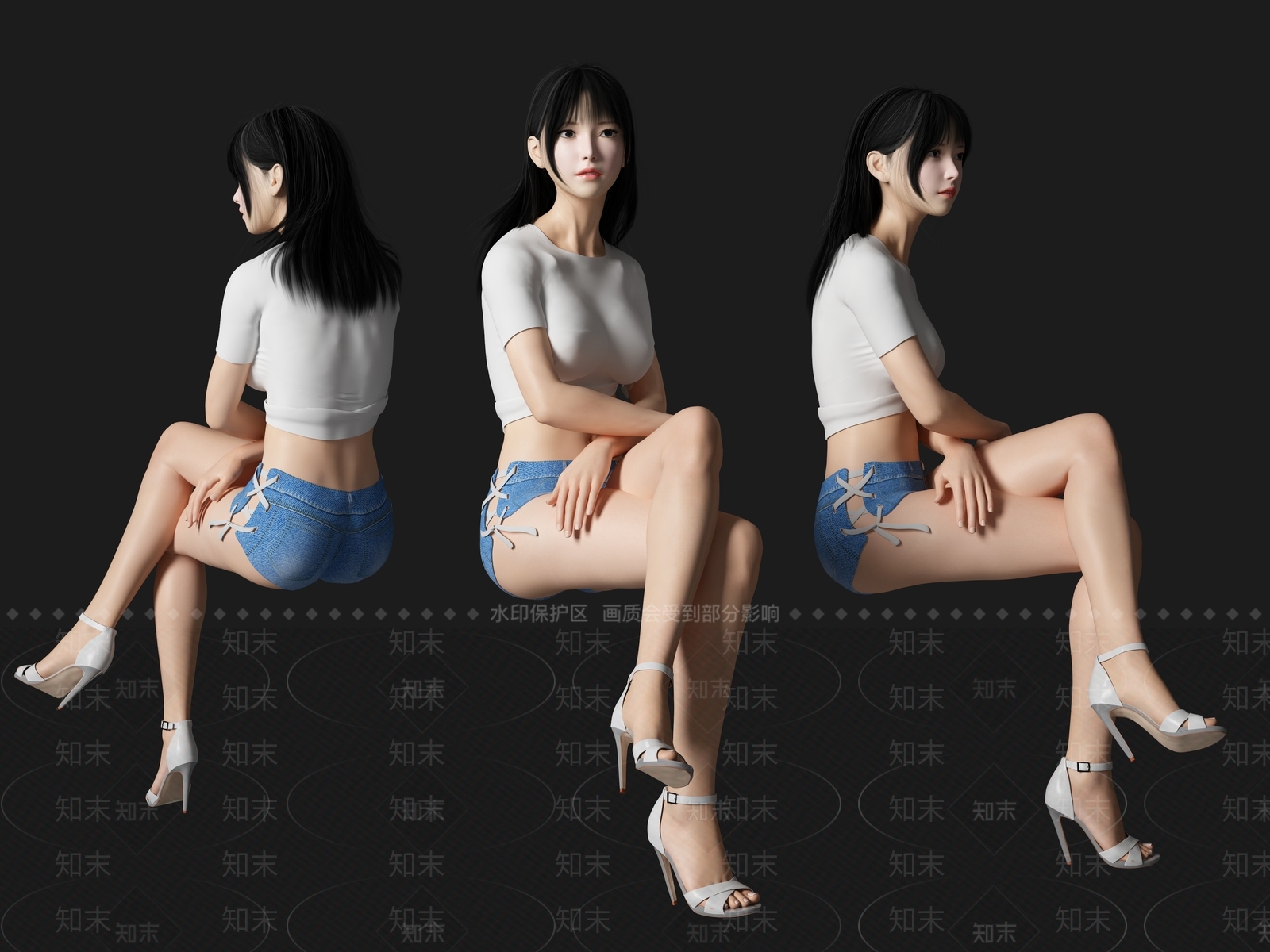 坐姿美女人物SU模型下载【ID:1118104402】