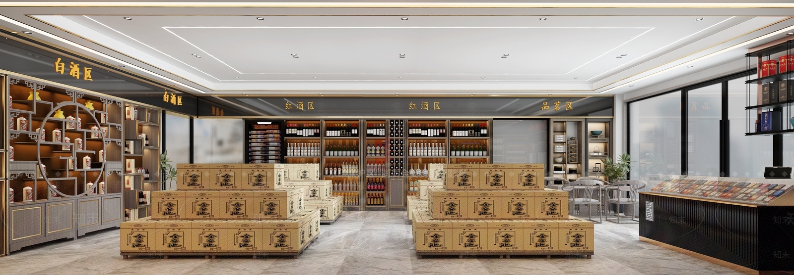 新中式烟酒店3D模型下载【ID:1118134125】
