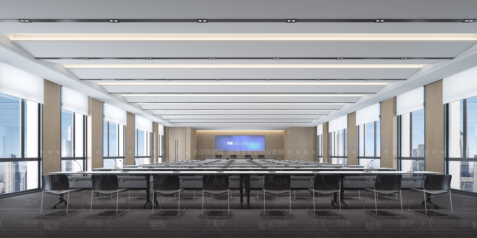 现代多功能大会议室3D模型下载【ID:1118135741】