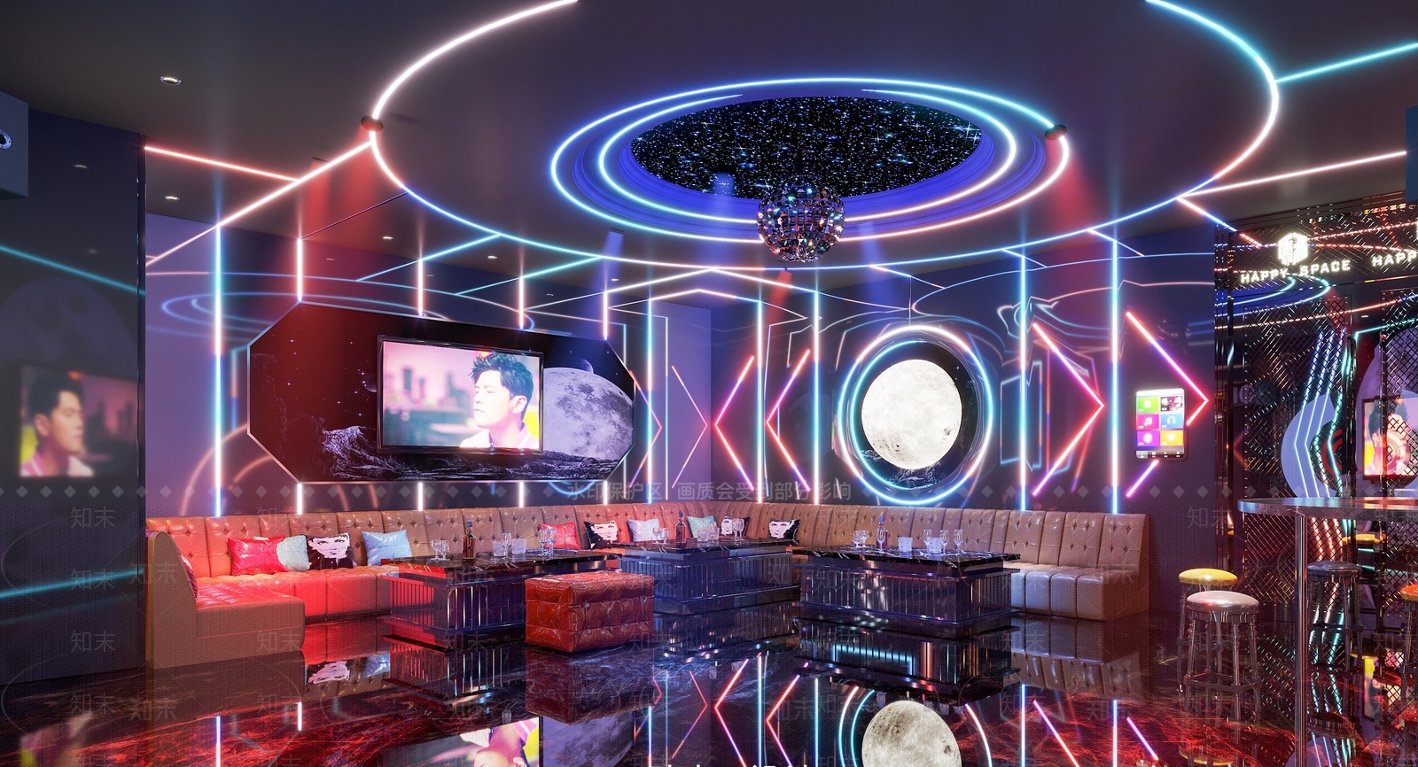 现代梦幻星空KTV包厢3D模型下载【ID:1118136557】