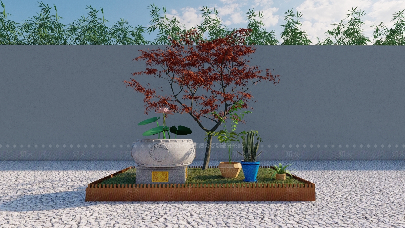 中式庭院小品SU模型下载【ID:1118138688】