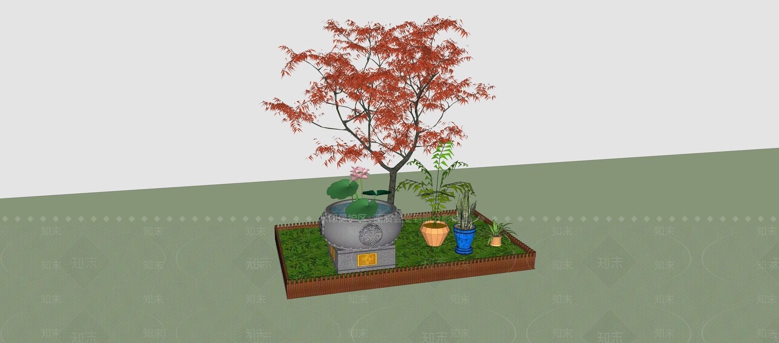 中式庭院小品SU模型下载【ID:1118138688】